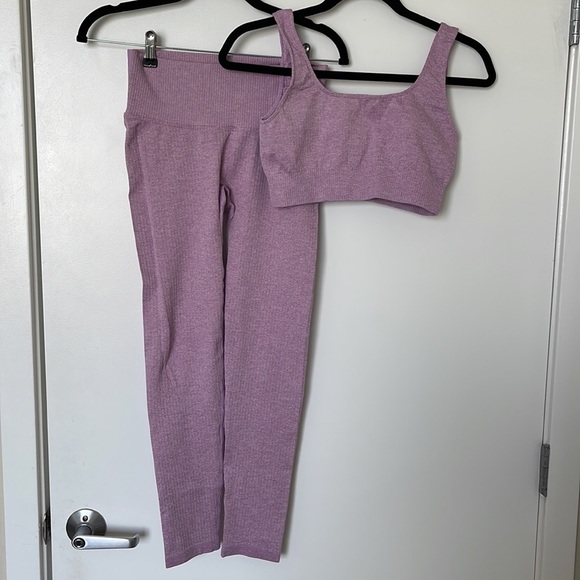 BARE ATHLETICS BARESCULPT RIBBED SEAMLESS LEGGINGS PINK PEONY - Picture 5 of 5